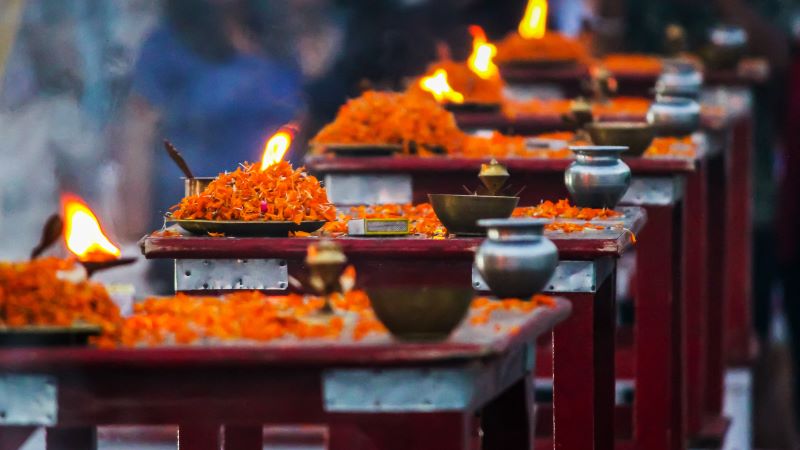 Candles In Ganga Arti